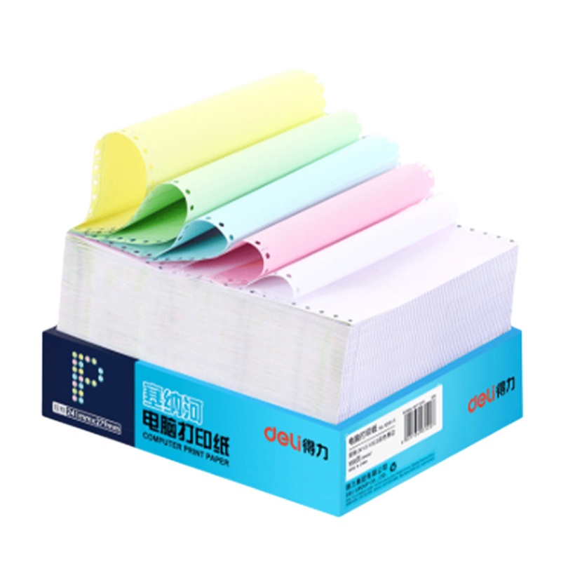 得力(deli) 电脑打印纸241-5 连续针式打印纸 五联(5层)3等份 打印发货单可撕边(足1000页)