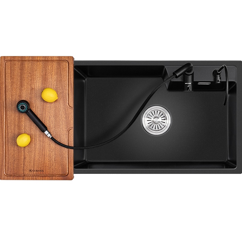 科恩纳石英石水槽大单槽厨房水槽花岗岩洗碗洗菜盆台上台下盆套餐