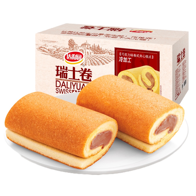 达利园 瑞士卷巧克力味 休闲零食早餐面包蛋糕点心 1.5kg