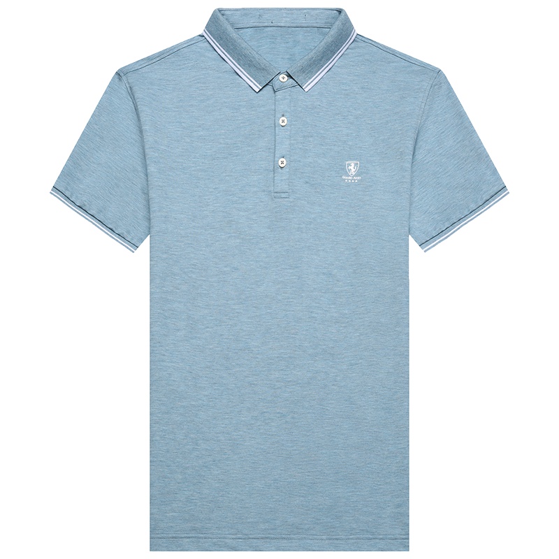 卡帝乐鳄鱼短袖T恤男翻领纯色棉体恤衫中年宽松男装上衣BAB9051