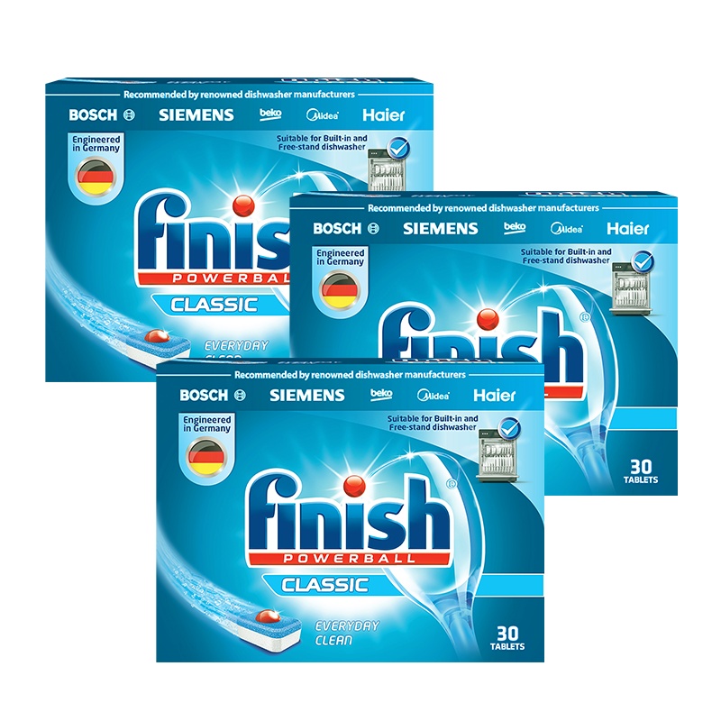 finish亮碟洗碗块洗碗机专用洗涤块光亮碟碗西门子美的30块*3原装进口