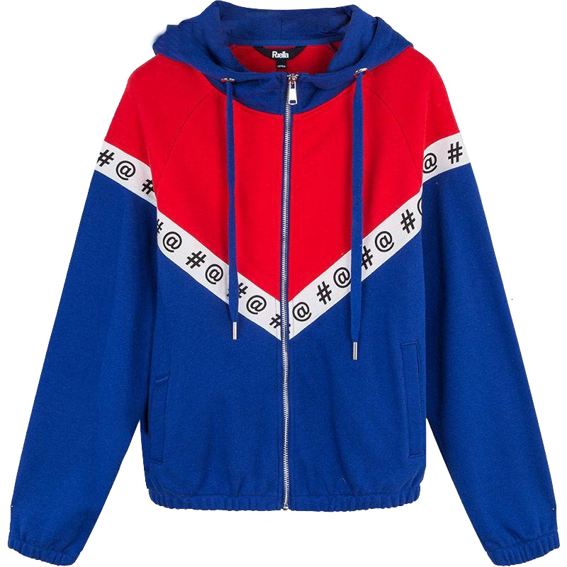 拉夏贝尔Puella秋季女装新款百事撞色卫衣外套女韩版显瘦20009595