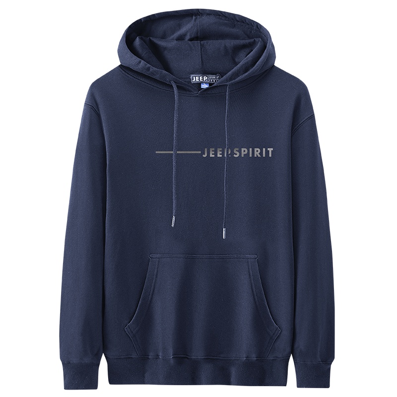JEEP SPIRIT吉普卫衣男2021秋季新款纯色印花男士休闲连帽青年套头帽衫