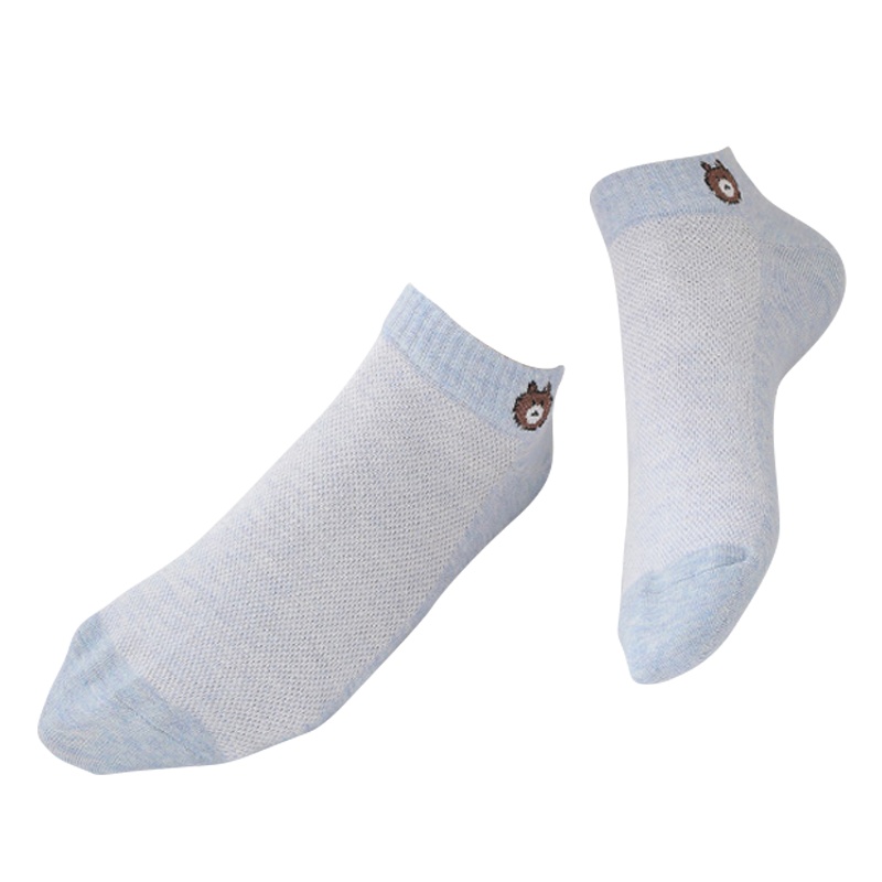 浪莎5双袜子女 短袜浅口夏季 纯棉防臭ins潮 网眼透气船袜