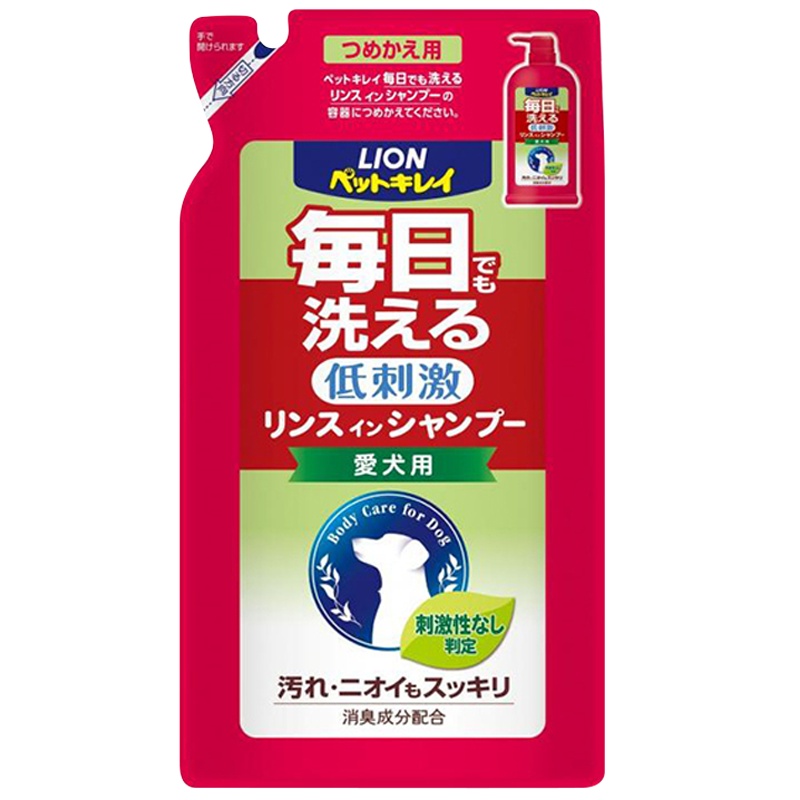 狮王(LION) 日本进口 爱犬用低刺激每日可用洗澡香波浴液 替换装400ml