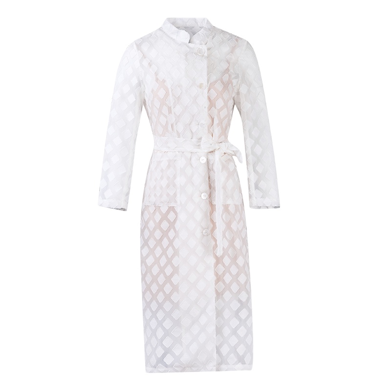 晩白 新品套装裙纯色立领系带收腰显瘦包臀连衣裙两件套