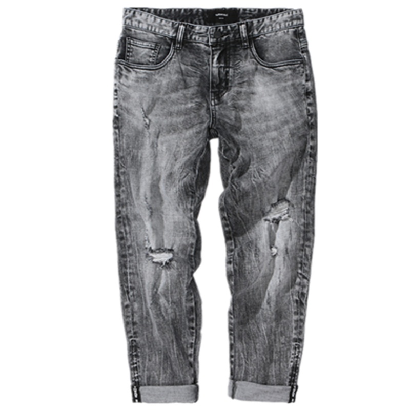 商场同款马克华菲牛仔裤男士2019春新款水洗弹力破洞丹宁裤