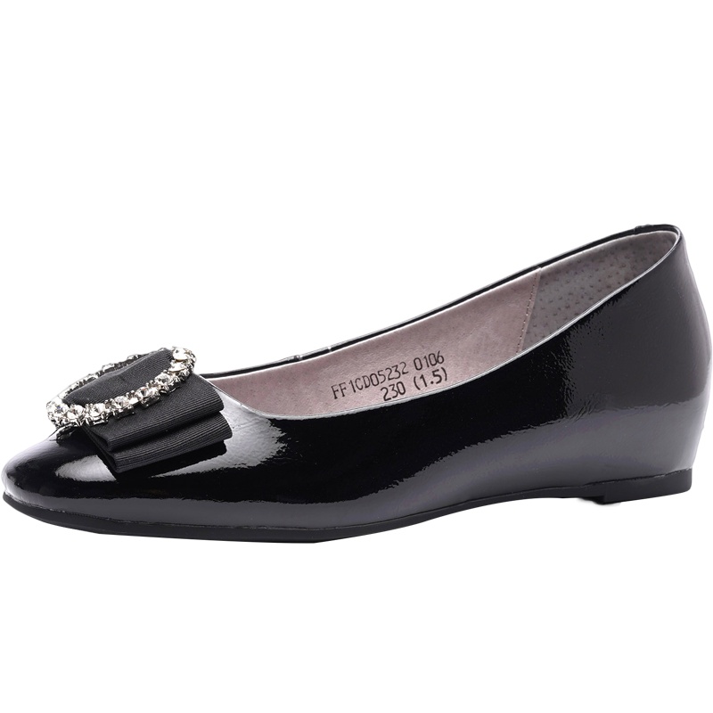 森林公主女鞋春新款浅口水钻蝴蝶结平底圆头舒适单鞋女 水钻蝴蝶结