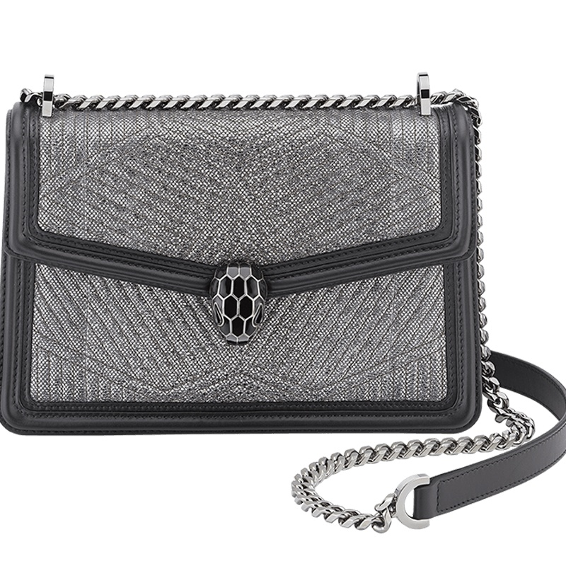 【预定】BVLGARI宝格丽 Serpenti Diamond Blast经典蛇头单肩包289478水蛇皮/牛皮革