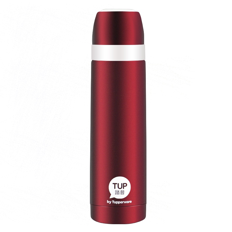 特百惠(Tupperware)保温杯500ml 男女士便携不锈钢真空保温瓶学生儿童水杯杯子 醇酒红