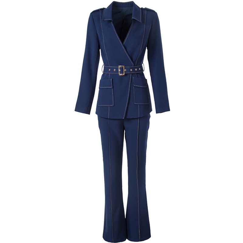 晚白2021春季新品时尚简约纯色修身西装外套高腰西裤通勤套装裤女