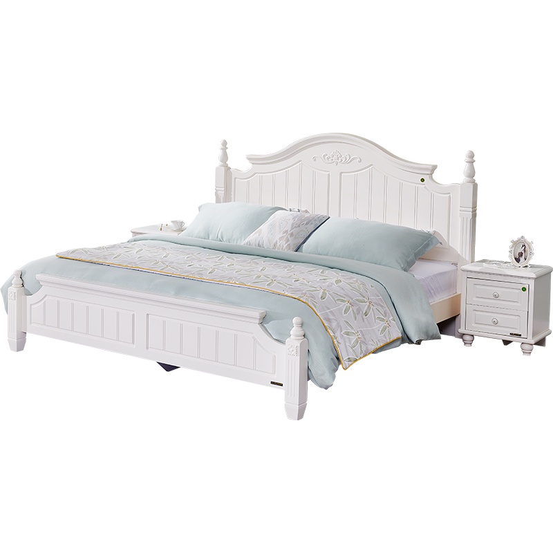 全友家居韩式田园双人床卧室家具组合1.8米/1.5米板式床席梦思床架子床 120618