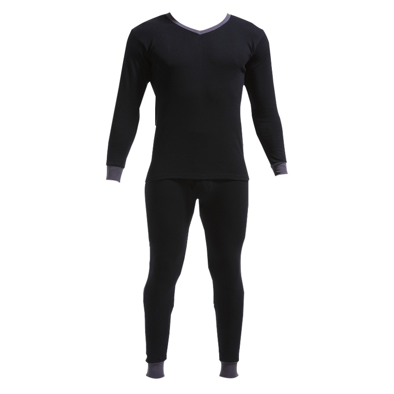 浪莎秋衣秋裤套装男 纯棉青年薄V领 全棉毛衫线衣裤 保暖内衣裤冬季