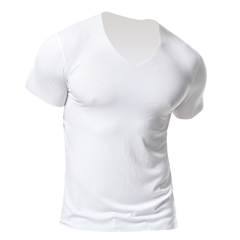 猫人春夏男士冰丝莫代尔轻薄无痕弹力随心裁精梳棉背心短袖打底T恤