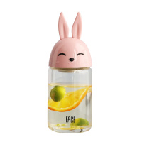 face迷你玻璃杯女学生韩版创意茶杯便携水杯子韩国可爱潮流随手杯FD006-粉色小兔