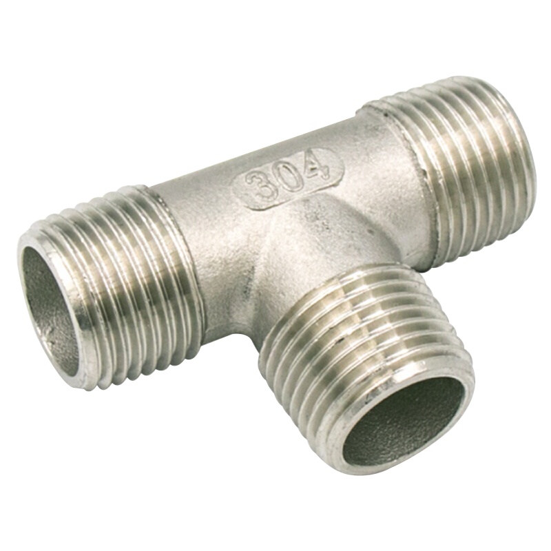 海斯迪克 gnjz-2029 304不锈钢外丝三通 外螺纹外牙3T全外三通管件外接口角阀配件 DN15-1/2（2个）