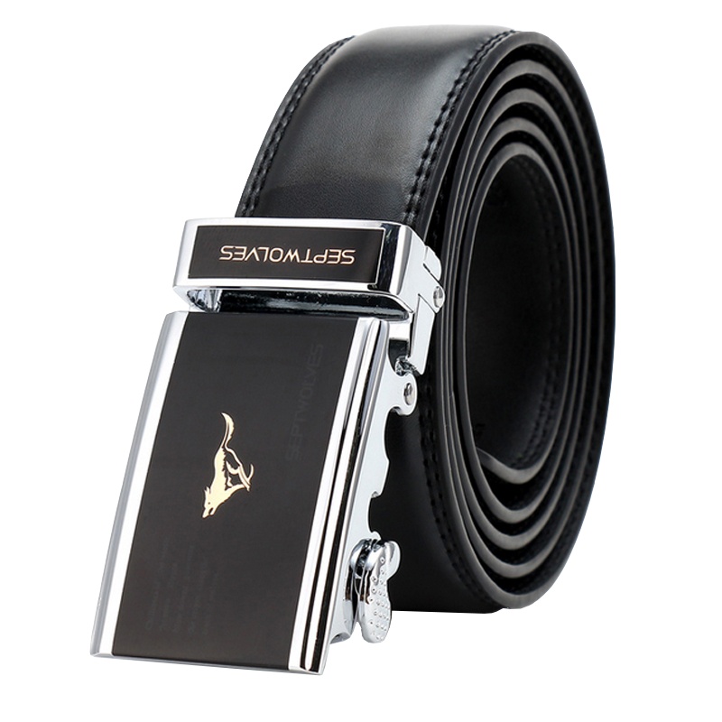 七匹狼皮带男 男士牛皮自动扣腰带 商务腰带