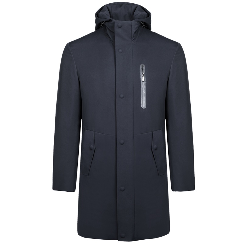 依文男新款羽绒服中长款保暖白鸭绒外套羽绒服清仓