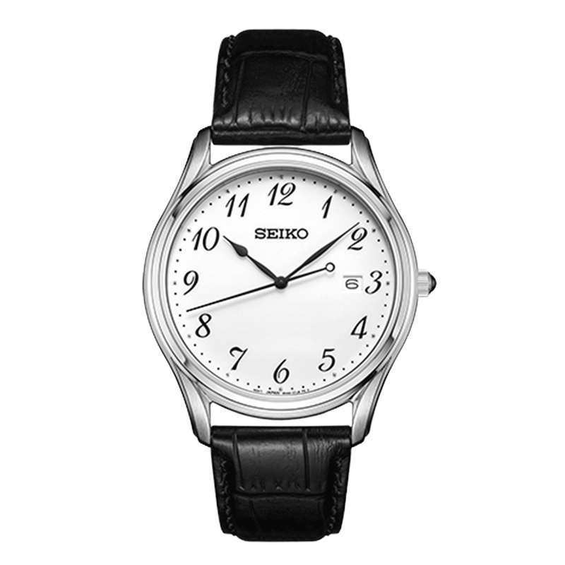 SEIKO精工情侣手表石英表男士日本皮带男表女表SUR303P1