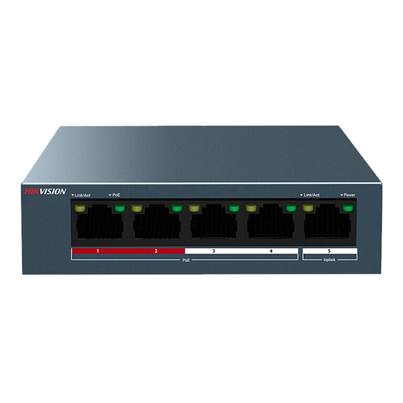 海康威视 POE交换机 5口百兆 监控交换机 非网管延长网线传输DS-3E0105P-E/M