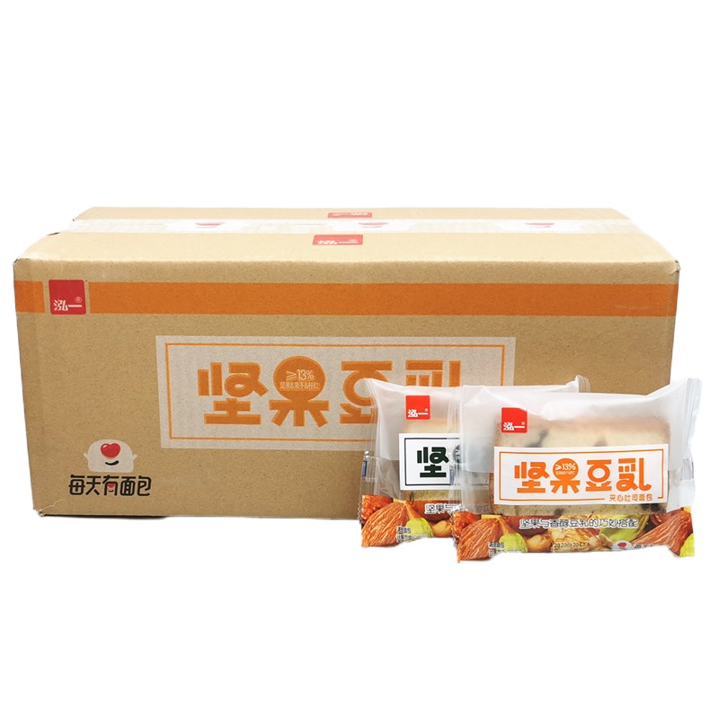 泓一坚果豆乳吐司整箱2kg 夹心一口列巴早餐糕点面包小零食品