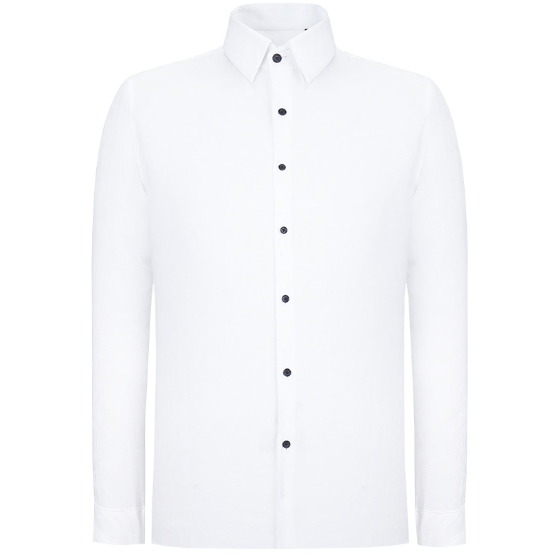 诺丁山商场同款衬衣商务休闲简约纯色白色长袖衬衫男NC580130