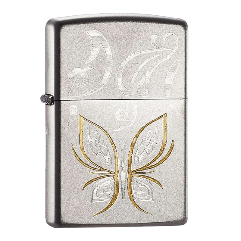 美国ZIPPO打火机 芝宝 美国原装205缎砂 黄金蝴蝶24339