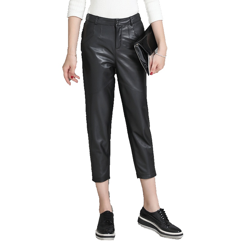 憨厚皇后 2018秋冬新款海宁真皮皮裤女九分裤显瘦绵羊皮小脚裤T