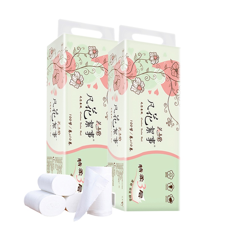 花弄影 无芯卷筒纸巾 3层720g/40卷 家用 实芯 厕所卫生纸 卷纸