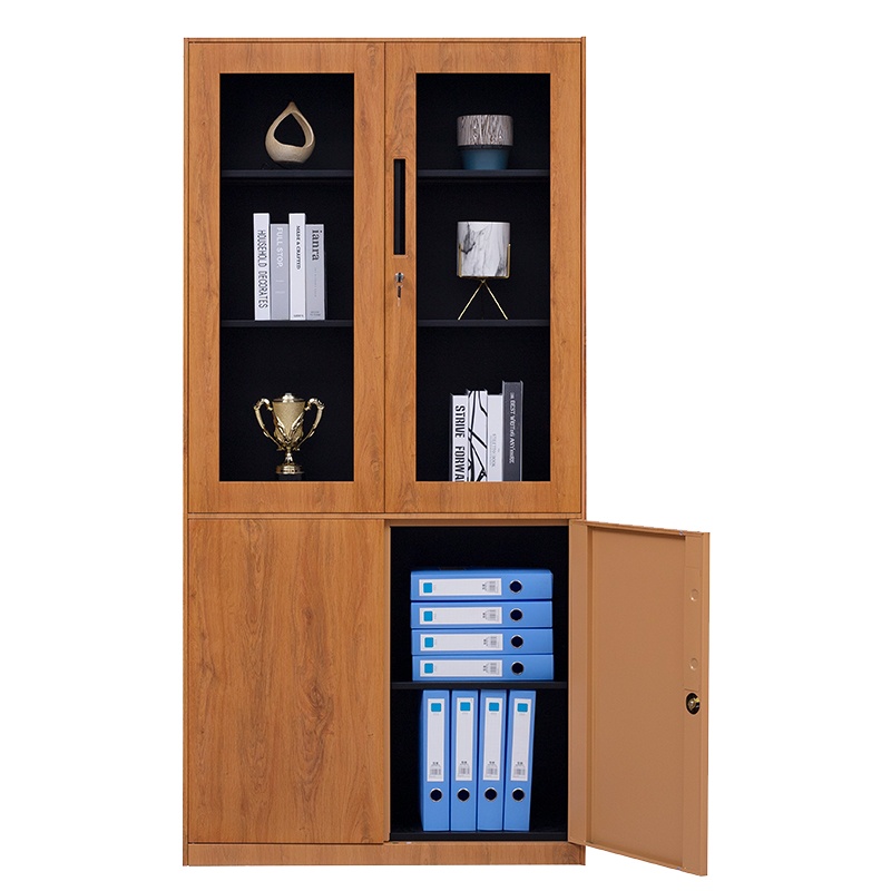 永格钢制木纹办公资料柜文件柜铁皮档案凭证柜子带锁储物矮柜书柜家用