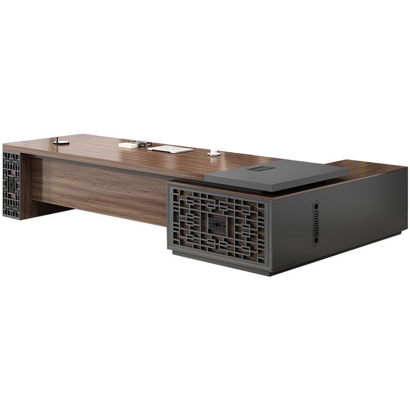 创世人 办公家具简约现代新中式老板桌总裁桌办公桌老板经理主管桌2.8米