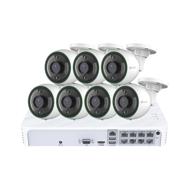 [砳石]萤石C3C POE 摄像头套装 5路摄像机+录像机+1T硬盘