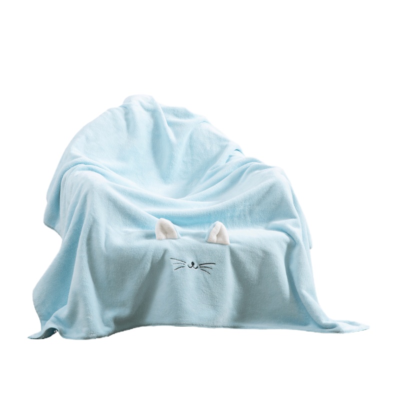 水星 两只耳珊瑚绒毯萌宠设计床上用品