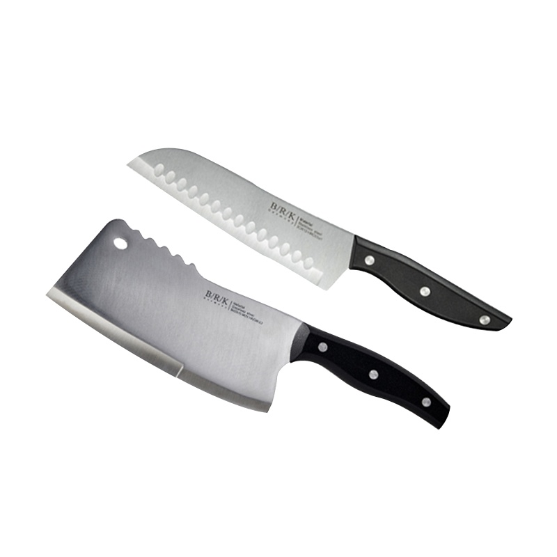 BRK Germany德国文武刀具套装两件套5CR15MOV不锈钢切片切菜刀斩骨刀蔬果三德刀前切后斩背敲一刀三用锋利坚韧