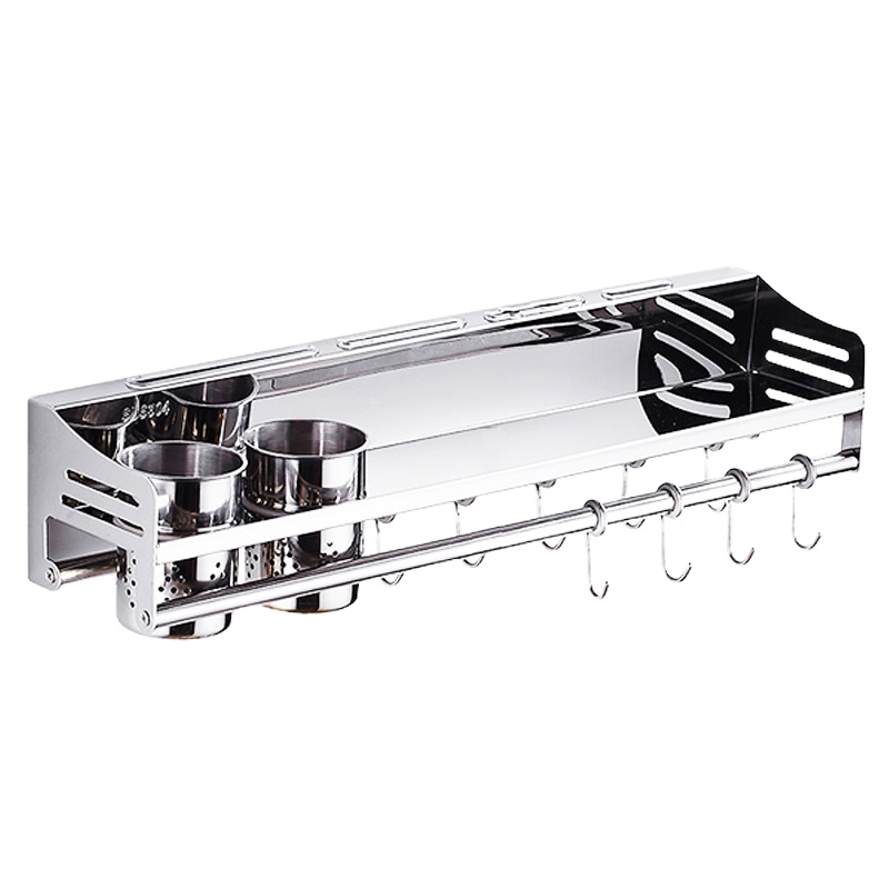 免打孔 厨房置物架304不锈钢刀架厨具用品收纳架调料架调味架壁挂