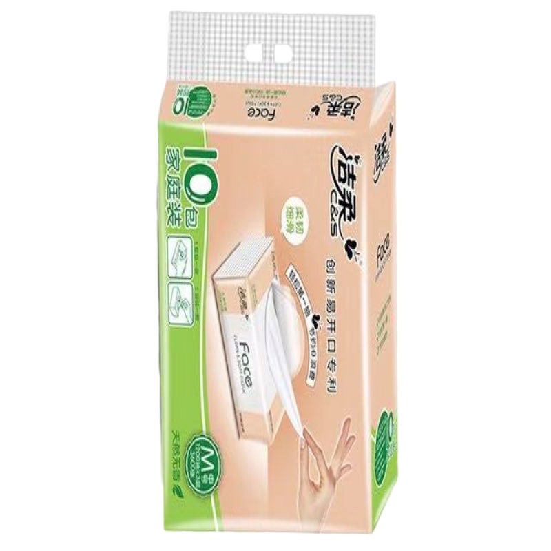 洁柔(C&S)Face(粉色) 天然无香120抽3层抽取式纸面巾(10包装)