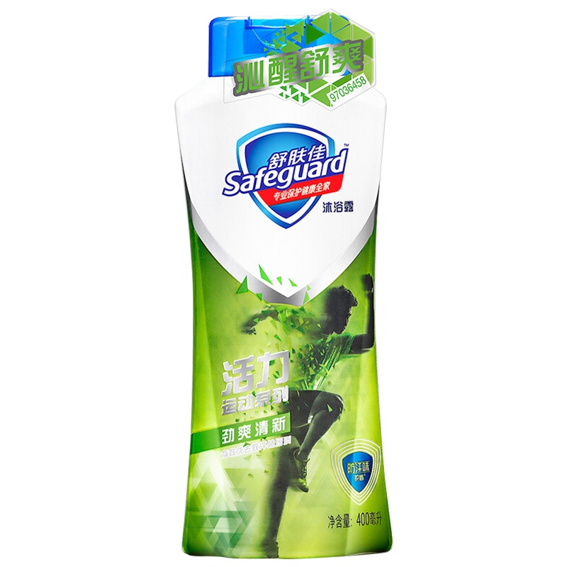 舒肤佳男士沐浴露 劲爽清新400ml 运动沐浴露 持久香型 抑汗味 无皂基