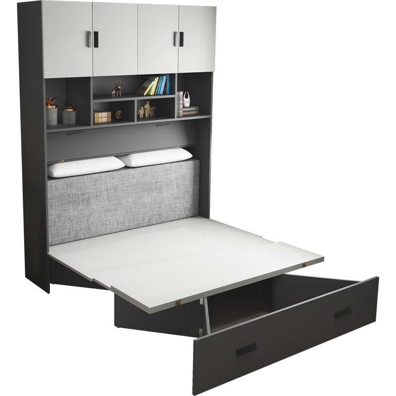 多功能书架组合转角书柜一体隐形折叠书房家具套装电脑办公书桌