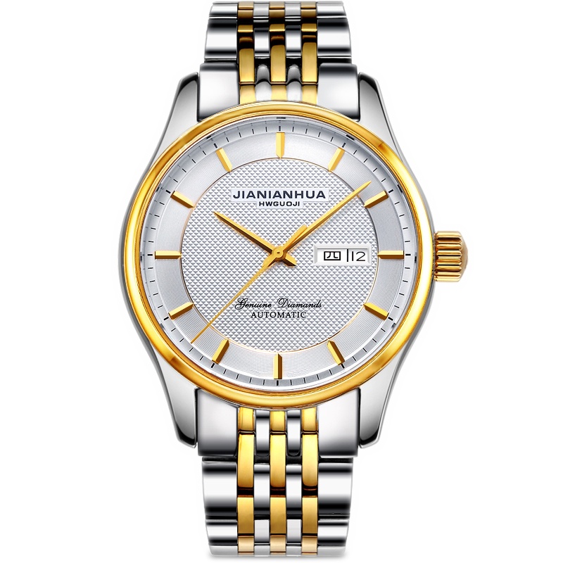 瑞士嘉年华CARNIVAL手表 新款商务系列防水男士全自动机械表 男正装时尚双日历精钢男表 精钢金属腕表8612G