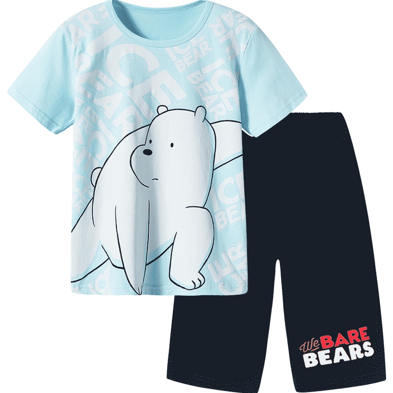 三枪咱们裸熊舒肤薄棉少儿短袖中裤