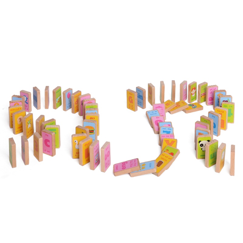 木玩世家多米诺骨牌儿童益智数字汉字智力玩具学生认字积木男孩好数字汉字多米诺B4111A