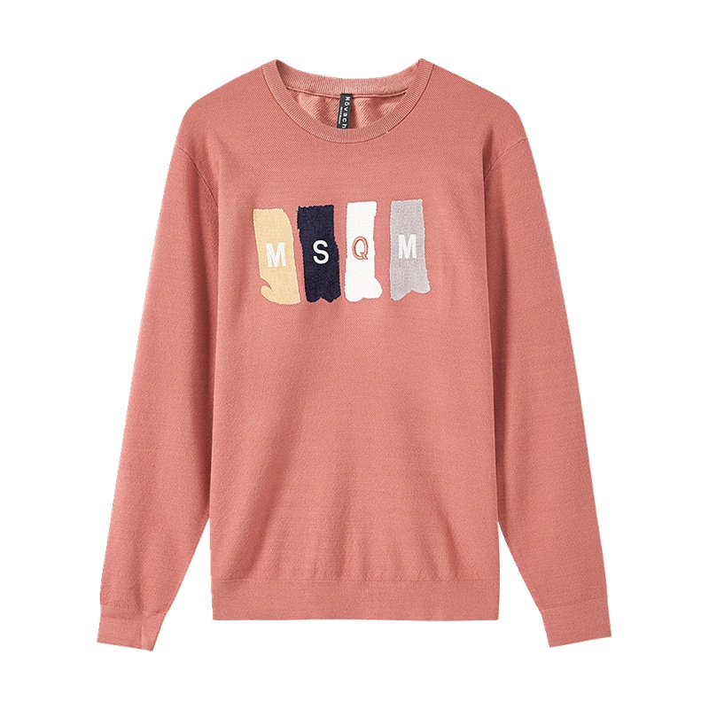 [1件5折价:75]美特斯邦威男新款春季男士提花圆领套头毛衫