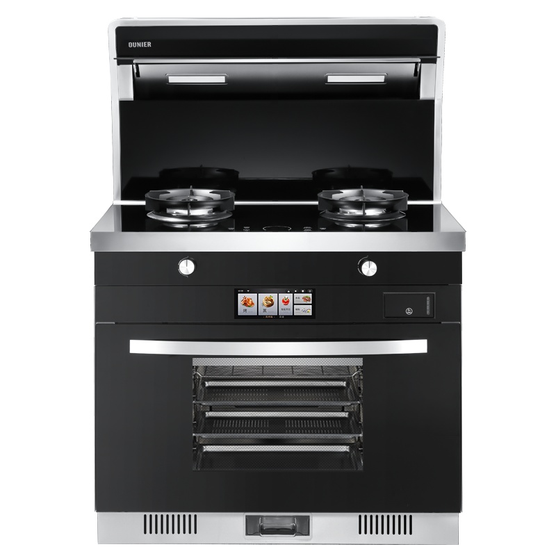 欧尼尔(OUNIER)LX9-CBZK 侧吸式一体灶彩屏变频电机自动清洗油烟机燃气灶电蒸烤箱 液化气集成灶