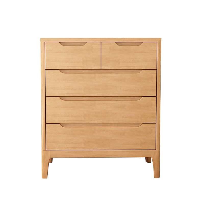 北欧原木色抽屉储物收纳五斗七斗柜收纳橡胶木实木拉手 YF25简约