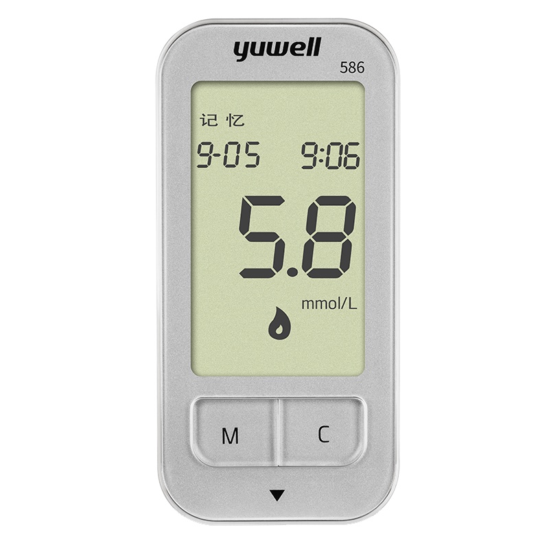 鱼跃血糖仪家用高清大屏免条码 医用级精准度高 586单机+50支采血笔+50片试纸