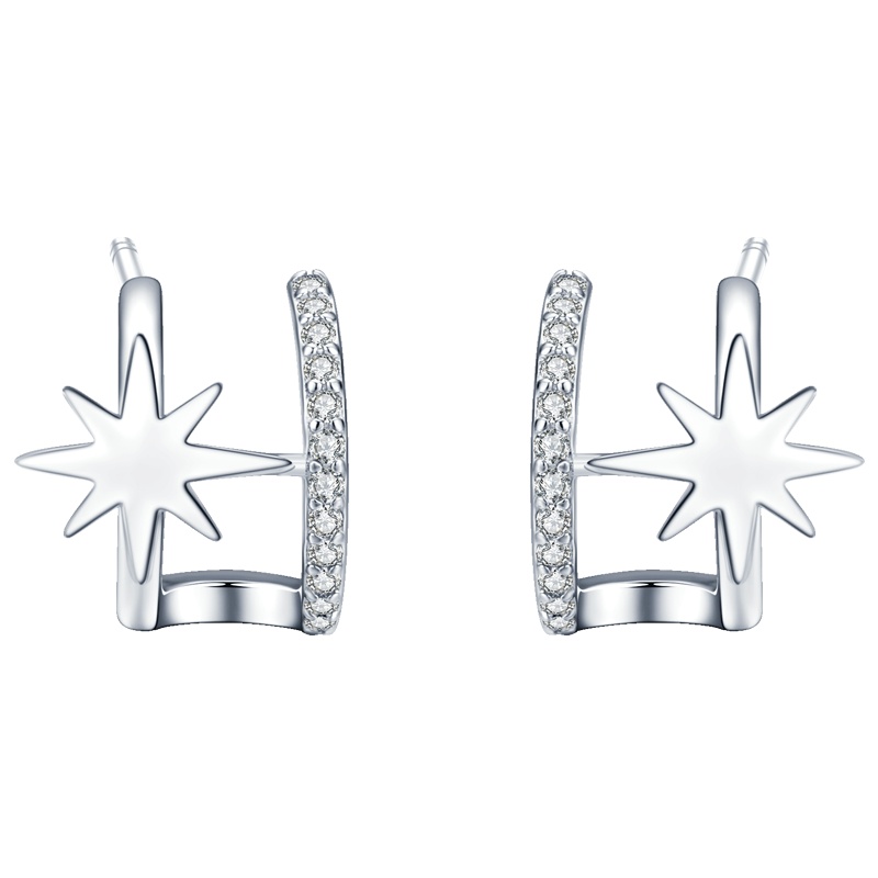 佰色传情S925银耳环女简约气质耳钉韩版时尚个性小巧耳坠耳饰