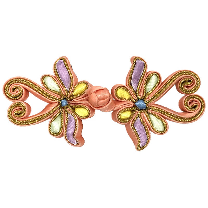 苏斯 旗袍七彩双蝴蝶花盘扣 扣子手工填包立体女装饰品 中式民族风唐装上衣扣