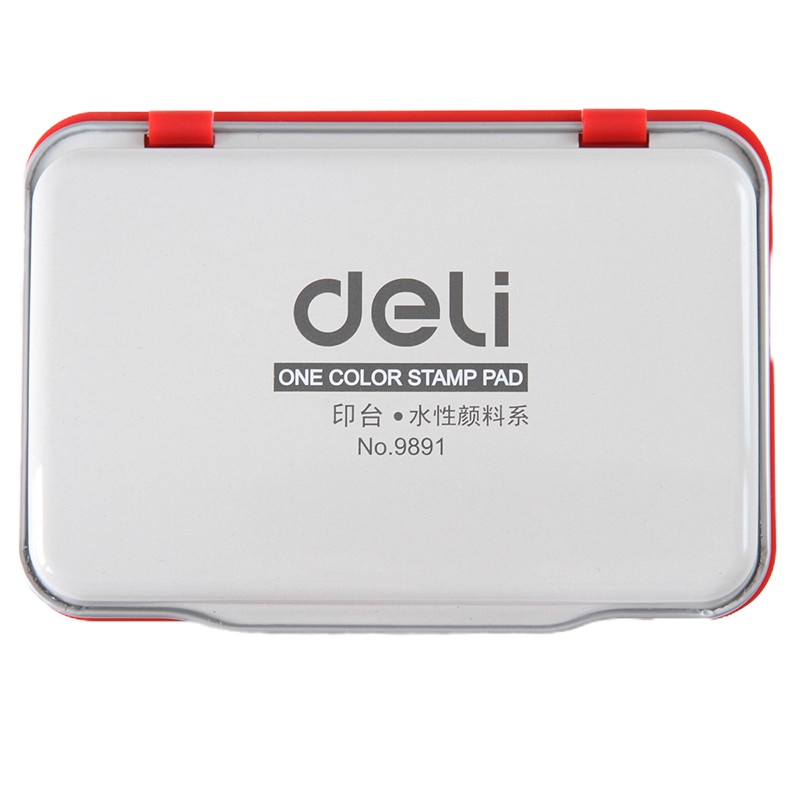 得力(deli) 9891 印章印台 印迹清晰 不晕染 铁盒装 红色 办公用品