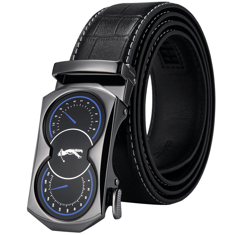 高尔夫GOLF头层牛皮鳄鱼纹皮带时尚男士自动扣腰带礼盒装休闲商务男裤带汽车仪表盘扣头