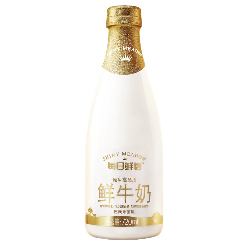 每日鲜语(SHINY MEADOW)原生高品质全脂鲜牛奶720mL*2+0脂肪鲜牛奶720mL*2每日鲜奶全脂巴氏杀菌